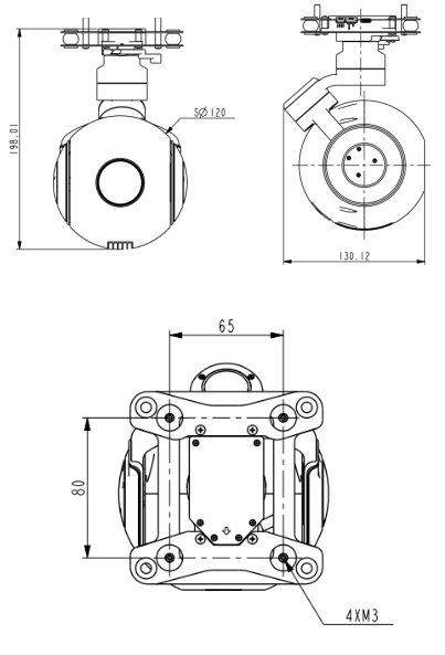 TX120VA-HNV255T000L000三軸單光吊艙