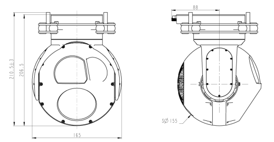 S155TA-NNV230T660L305兩軸三光吊艙